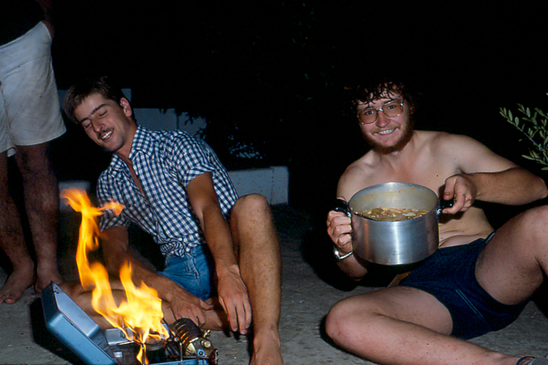 Anthony Hitchcock with volcanic pressure stove and Chris Lar