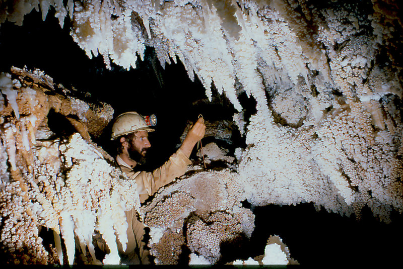 Apple Green surveying stream passage under Krakatoa Cang (1)