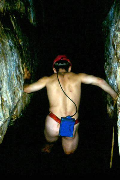 Peter Swart exploring the end of Guano Cave Otter Trail