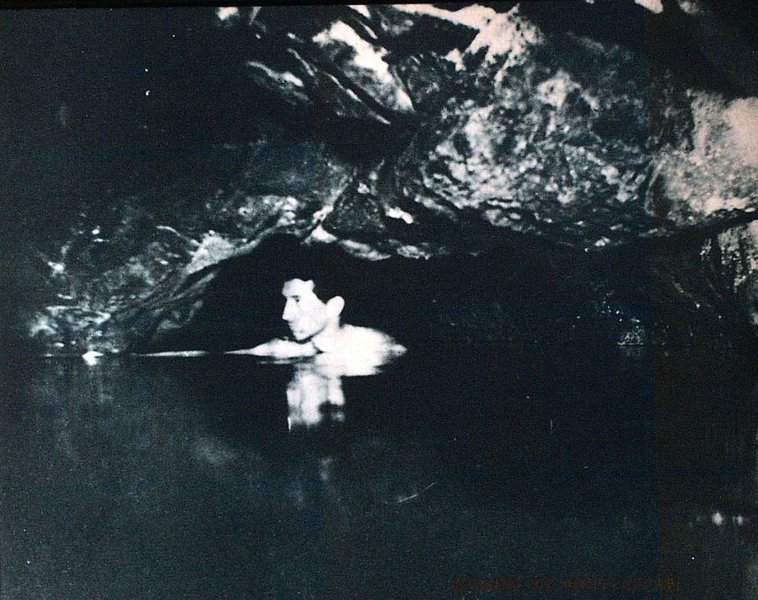 Casteret in full sump diving gear