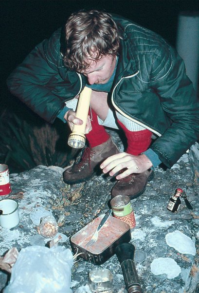 du Plessis camping on top of Devels Peak