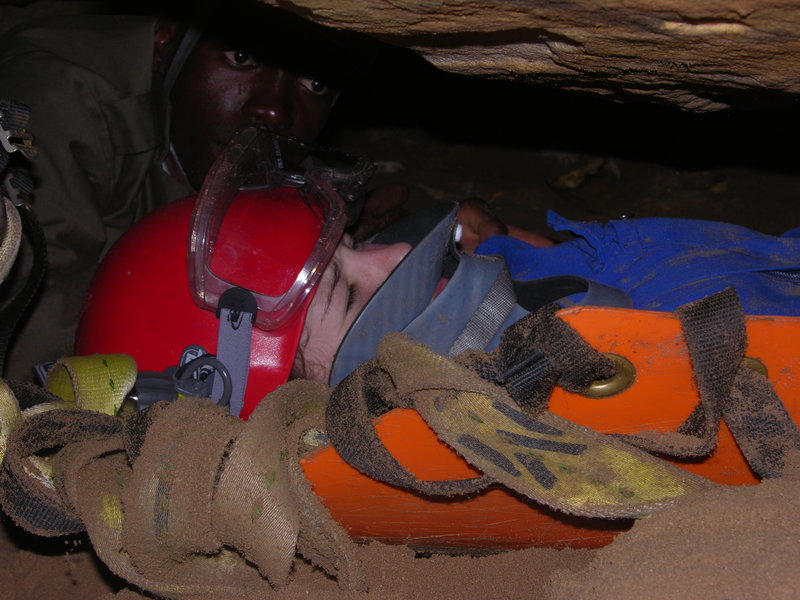 Clovelly Cave Amy in orange stretcher 5191