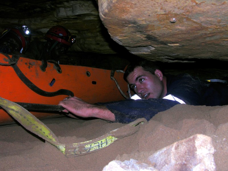 Clovelly Cave Getting the patient to a better popsition 5198